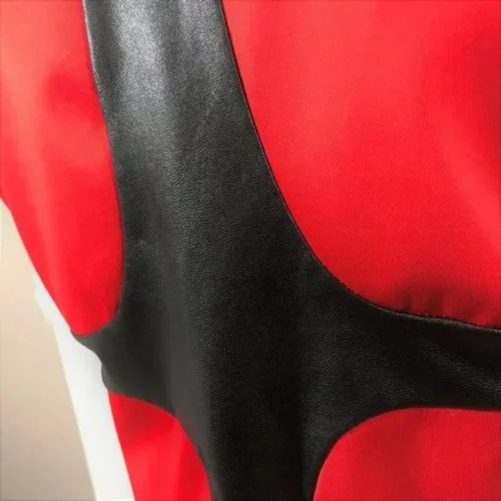 Faux Leather Bandage Dress Sleeveless Red Black Women L, Gracia - Picture 6 of 9